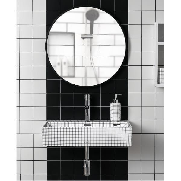 Modern Bathroom Wall Hung Basin Mosaic Grain High Quality Ceramic ISO Certified
