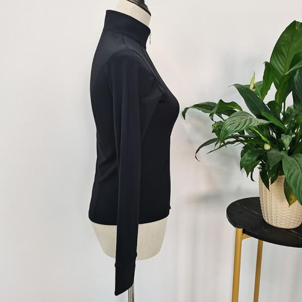 Верховая езда Wicking пота покрывает длинные ехать рубашки молнии основного слоя черные женские