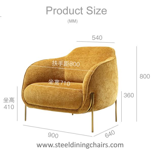 Modern Accent Fabric Flannelette Stainless Steel 1 Seater Sofa