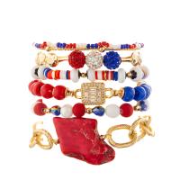Ouro feito sob encomenda braceletes feitos a mão chapeados do elo de corrente dos grânulos para mulheres
