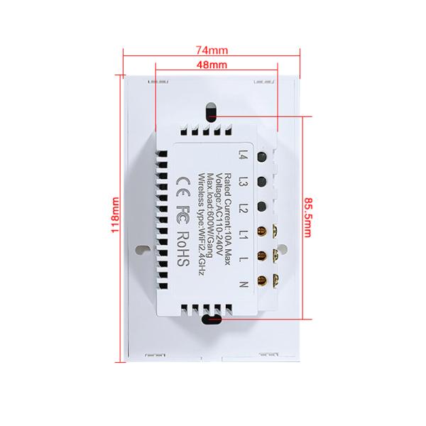 118Types US/AU/Brazil Standard Tempered Glass Panel 4Gang Touch Light Switch With LED Indicator Sensor Buttons