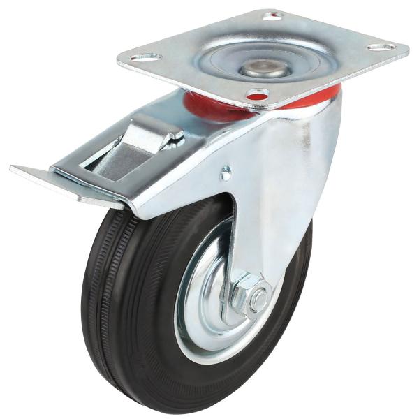 3 4 5 6 8 Inch Rubber Caster Wheels , Steel Core Roller Bearing Caster Wheels OEM ODM