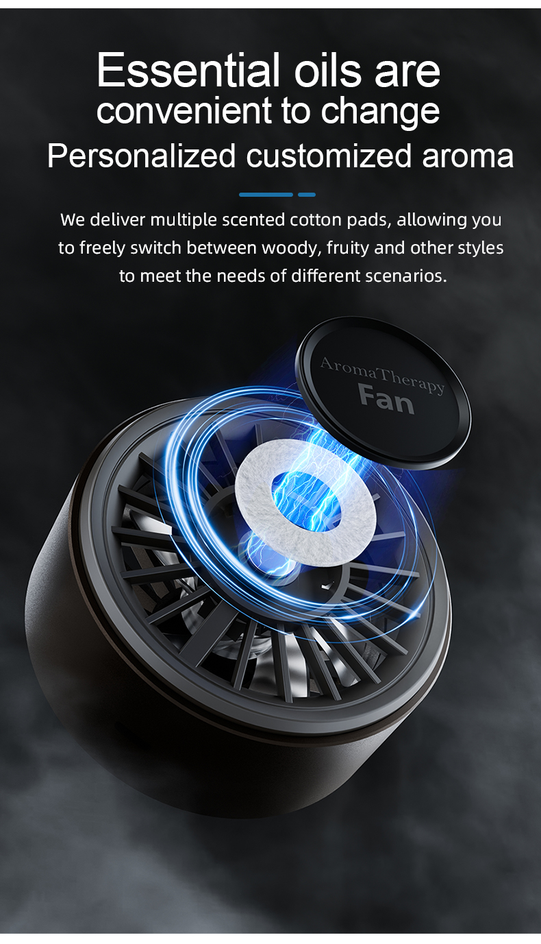 FUSMLI Electric Type-C Colorful Angle Adjustment Carbon Fiber Design Luxury Texture Car Vent Portable Fan with Silent Operation
