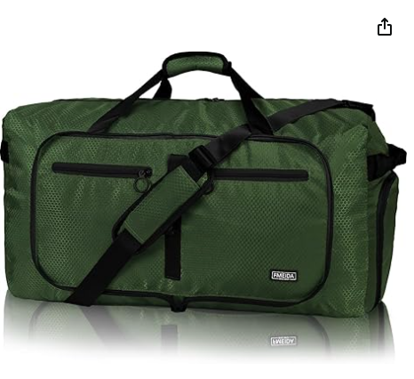 Fmeida 65L Duffle Bag with Shoes Compartment, Foldable Travel Duffel Bags for Men Women, Large Packable Travel Bag Water Repellent & Tear Resistant