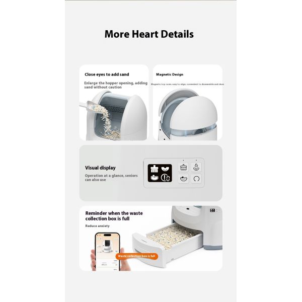 Automatic Intelligent Cat Litter Basin Oversized Anti-Splash Plastic Toilet Easy Clean Feature Closed Cat Litter Boxes Accessory