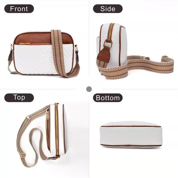 HOT QUILTED EMBROIDERY CHECK COLOR MATCHING VINTAGE SHOULDER BAG ZIPPER STRAP CROSSBODY BAG PURSE SMALL SQUARE BAG