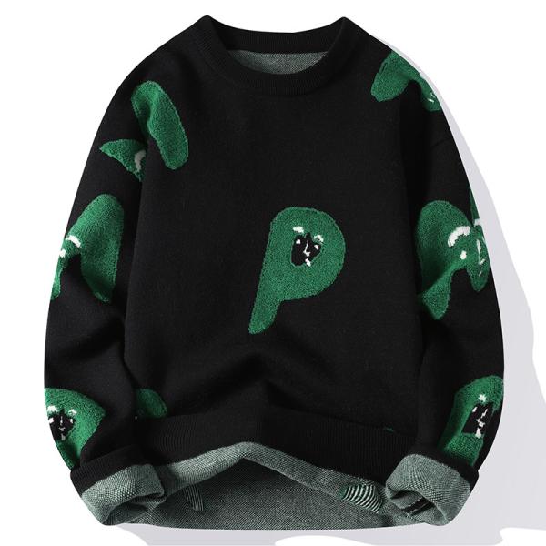 Men's Thickened Sweater in Large Letter Design Perfect for Winter Fashion and Comfort