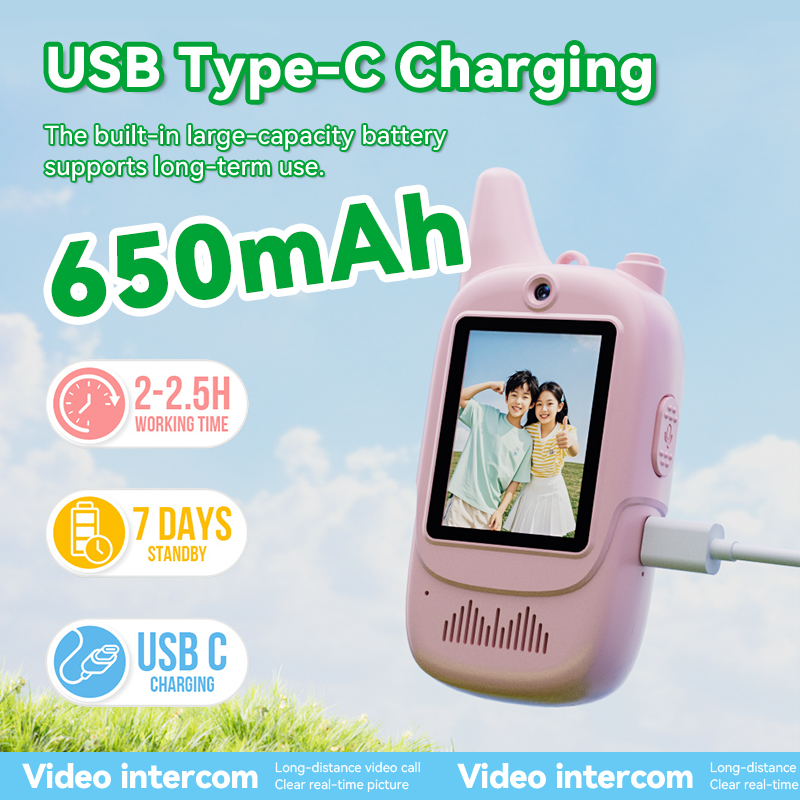 Newest Portable Children Walkie Talkie for Kids 2 Pack in Set With  2 Inch IPS Screen Video Intercom As Birthday Christmas Gifts