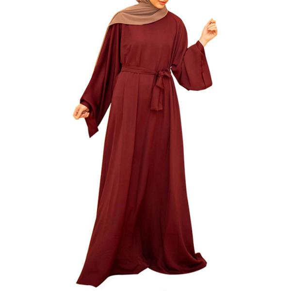 Женская одежда Ближний Восток Абая Мусульманский Твердый цвет плюс размер Мусульманское длинное платье