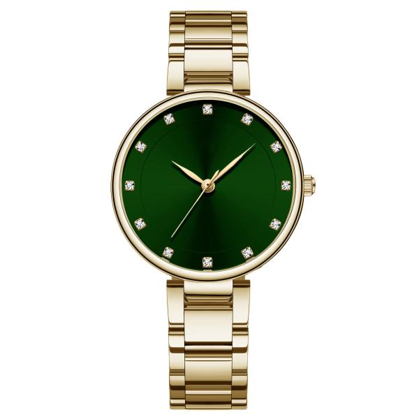 32mm Green Dial Temperament Stainless Steel Quartz Watch Waterproof Commemorative