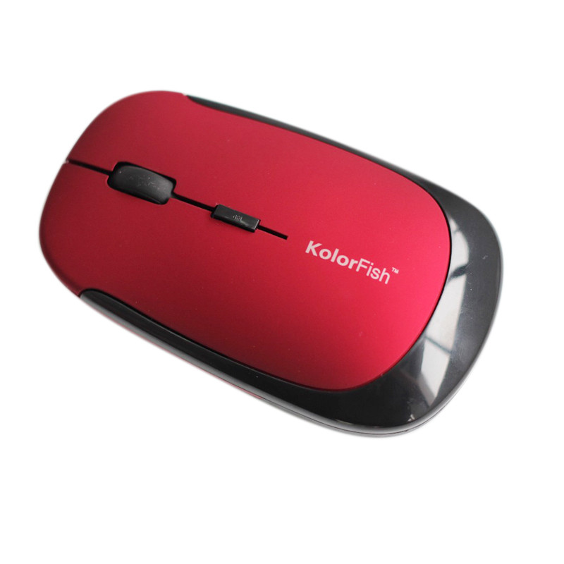 KolorFish 2.4G Wireless Optical Mouse 4D With Red Rubber Coating DPI Speed Change
