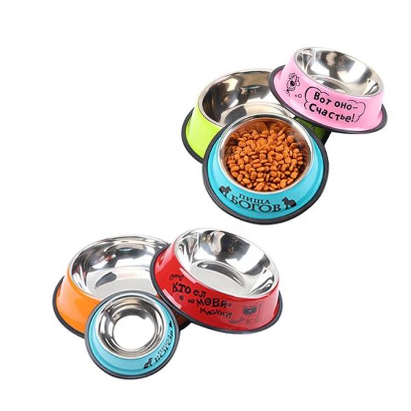 Cuencos para comida para perros de 10 oz - 50 oz, cuencos para perros de acero inoxidable con recubrimiento en polvo