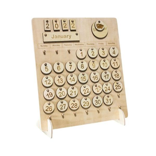 Home Wooden Calendar Kid Montessori Calendar Organizer School Educational Toy