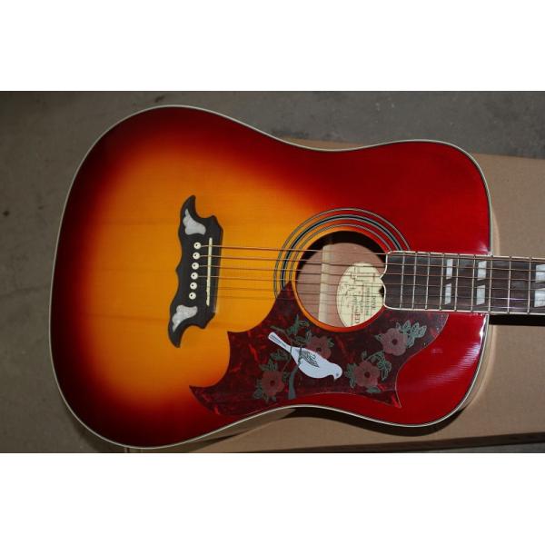 Custom Gibson 41 inch DOVE 20 frets rounded corner tobacco sunburst acoustic guitar with electric guitar's pickup
