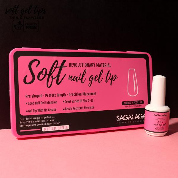 Long Coffin Soft Gel Almond Nail Extension Tips 500pcs Back Box Ballerina Square Fake Tips Nails XXL Tips for Home DIY