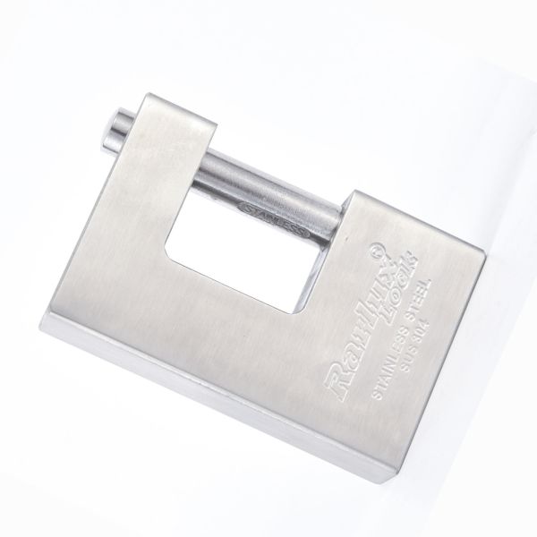 Custom Heavy Duty 304 Stainless Steel Top Security Rectangular Padlock with 4 Computer Keys Silver Rarlux Model 750