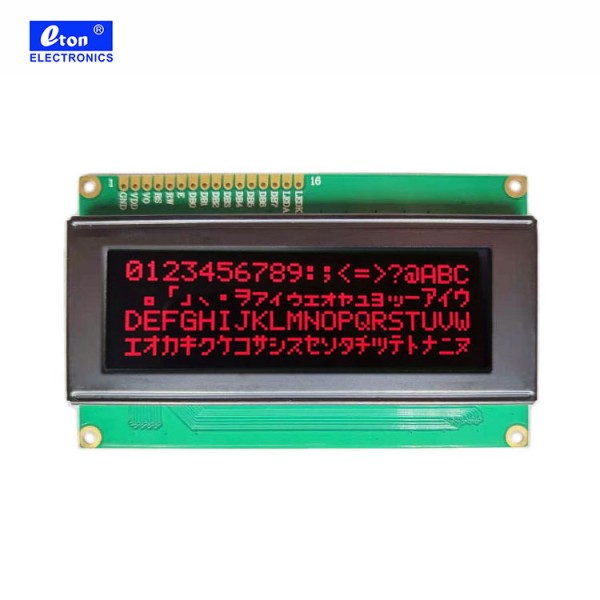 Monochrome 20x4 STN Display Module with Red Words on Black Background Character Pantalla Ecran Lcd