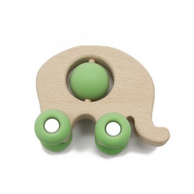 PVC Phthalate Lead Free Elephant Rattle Food Grade Silicone Car Toy