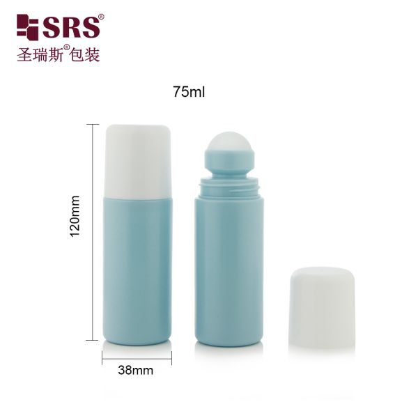 75ml Round Plastic Roll‑on Bottle Empty Deodorant Roller Bottle Multiple Optional Caps