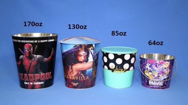 DADI Custom Printing Tinplate Metal Popcorn Bucket Tin With Lid and Handle