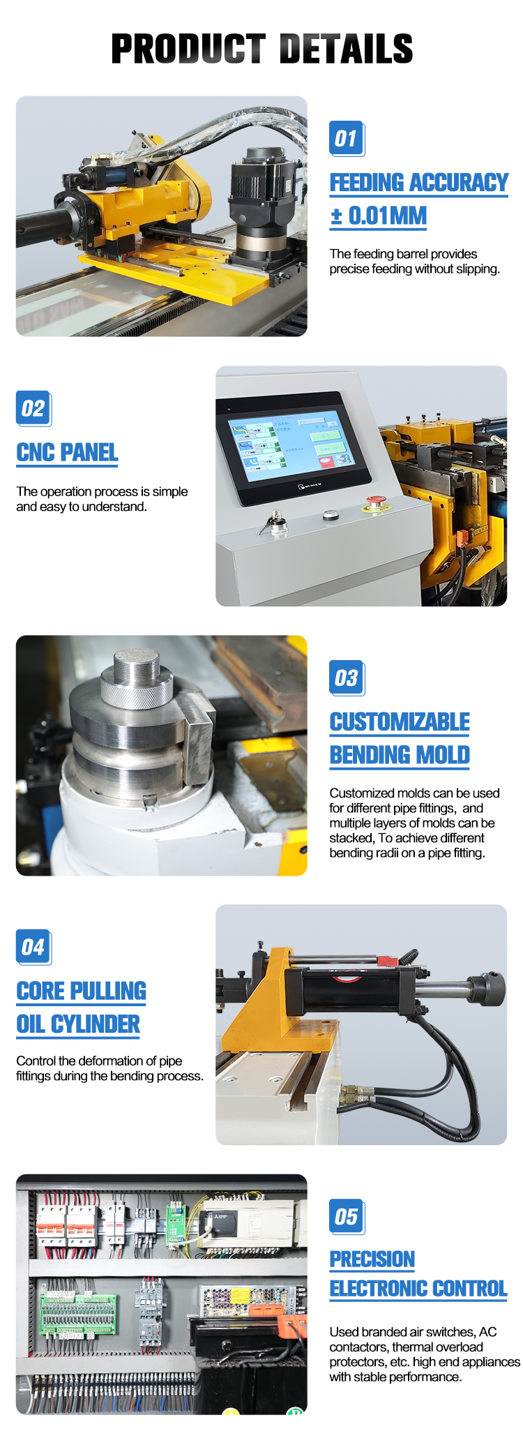 Symmetrical Bending Machine Iron Gate 42 t Rolling Copper 5 Axis and Punching Hydraulic Exhaust Mini Ss Pipe