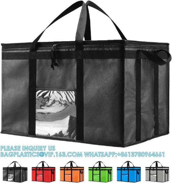 Insulated Cooler Bag And Food Warmer (3XL, 2 Pack) For Food Delivery & Grocery Shopping With Zippered Top, Black