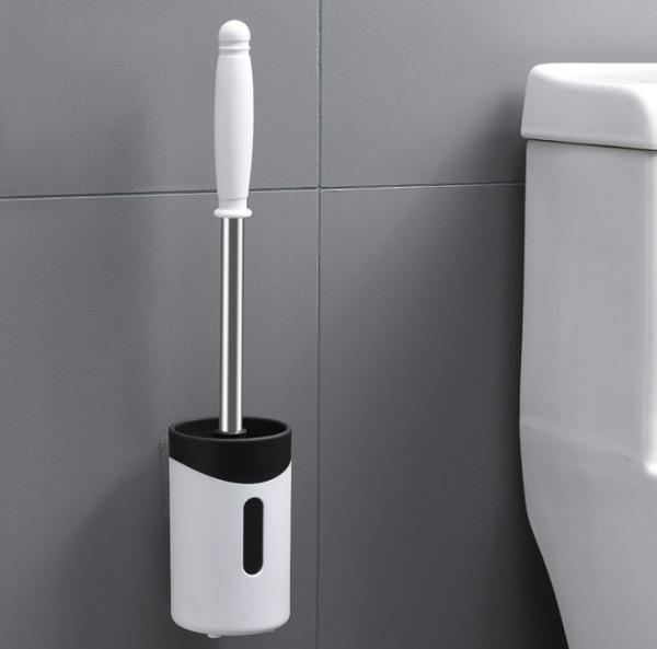 Stainless steel toilet brush no dead corner toilet brush long handle dead corner soft bristle brush household no-punch cleaning