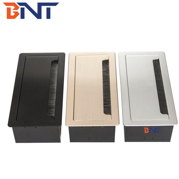 Conference table flip open brush socket with power data connectors