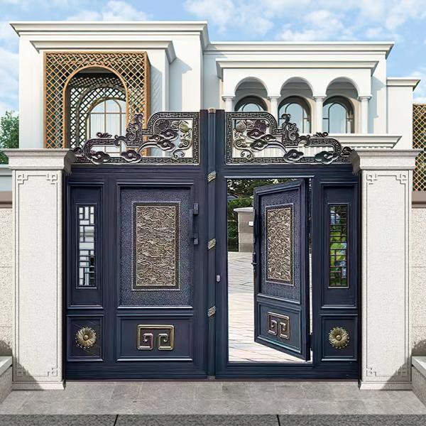 Aluminum Privacy Driveway Gates External Sliding Doors For Chinese Square Powder Coated