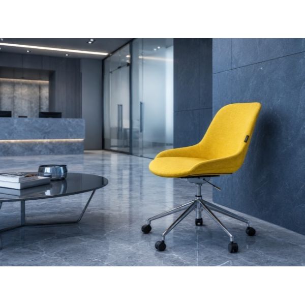 Upholstered Swivel Conference Chair With Adjustable Tilting Aluminum Star Base