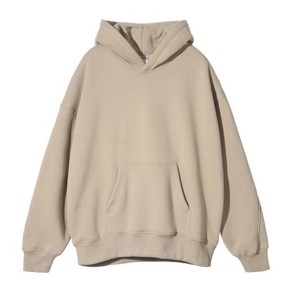 Thick French Terry Fleece Men'S Big Oversized Hoodie Drop Brown Grey Shoulder Hoodies Style Pullover