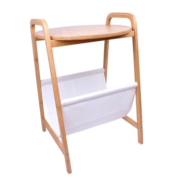 Mesa de sala de banho de bambu com armazenamento de tecido não tecido versátil e ecológico