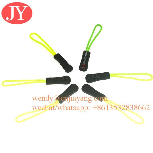 Jiayang zipper pull tab rubber  Silicon string rope customized soft zipper puller for backpack zipper pull tag for bags