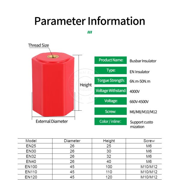 EN Series Busbar Insulator EN2650 Protective Box Design Hex Busbar Insulator standoff Bus bar Support Insulators