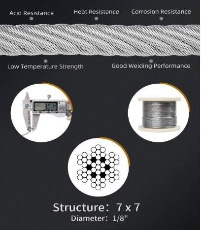 Customized 7x7 Steel Wire Rope Parts With Galvanized Wire Cable And Other Processing Service In Stainless Steel Grade