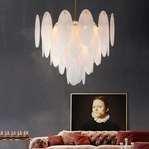 Modern chandeliers for living room glass round art décor leaf chandelier(WH-MI-320)
