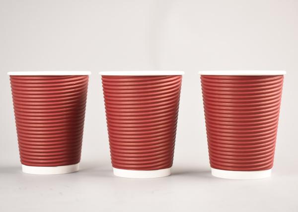 Corrugated Disposable Ripple Coffee Cups , Triple Wall Paper Coffee Cups