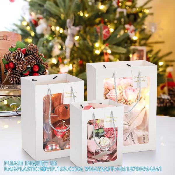 Bags With Window 10x7x5 Gift Bags For Mother'S Day Proposal Candy Gift, Festival Gift Packaging