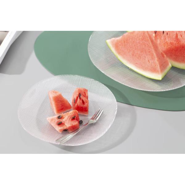 Embossed Clear Glass Kitchen Wares Dinner Plates Machine Made