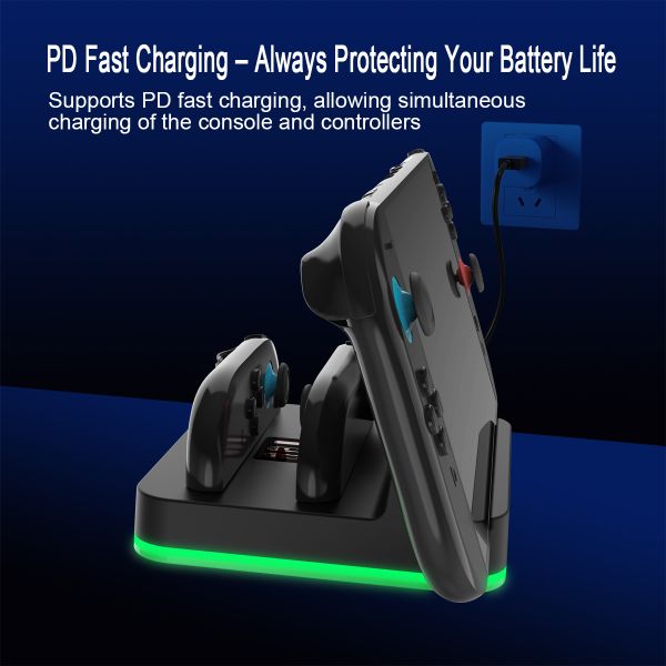 Multi-Function Charging Dock with RGB Lighting for Nintendo Switch 2– Charges Joy-Cons & Console