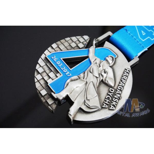 Singing Riding Marathon Custom Sports Medals Cut Out Design 3D effect With Sublimated Ribbon