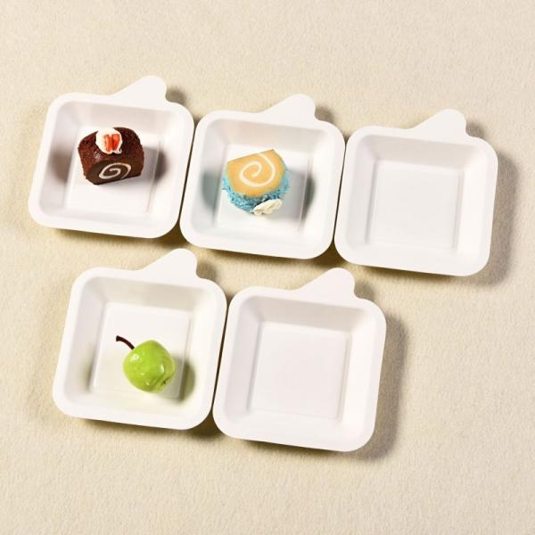 7g Mini Sugarcane Biodegradable Bagasse Tableware Paper Pulp Dessert Food Tray For Party