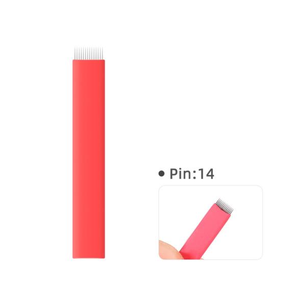 Grado médico Microblading rojo de acero inoxidable #12 de # cuchilla plana 14 agujas