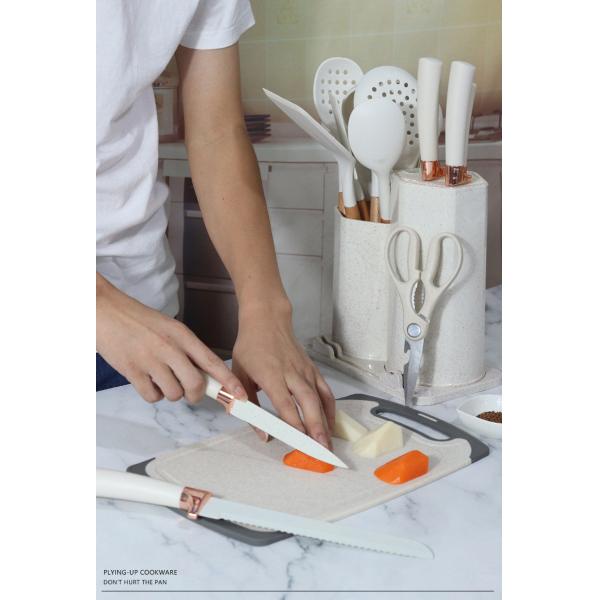 19Pcs Kitchen Utensil Set Easy to Clean Wooden Kitchen Utensils, Cooking Utensils for Nonstick Cookware Kitchen Gadgets