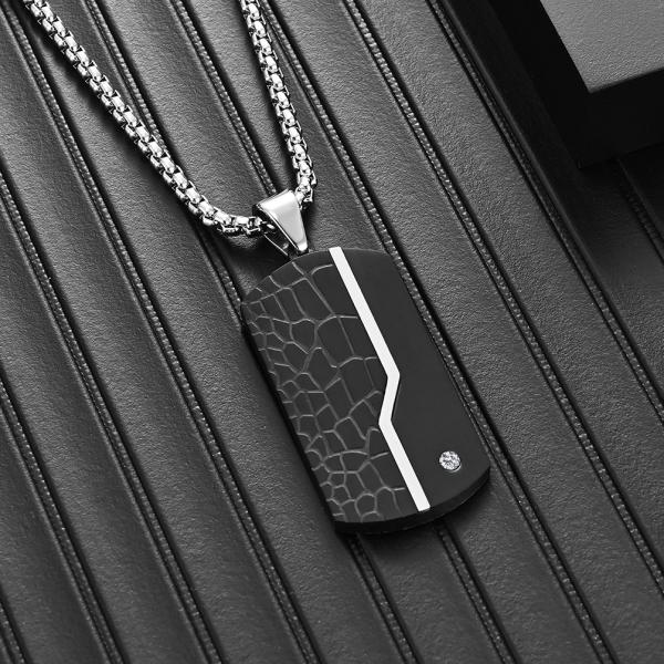 Collar de cuello de cruz cuadrada para hombres, joyas cristianas de acero inoxidable.