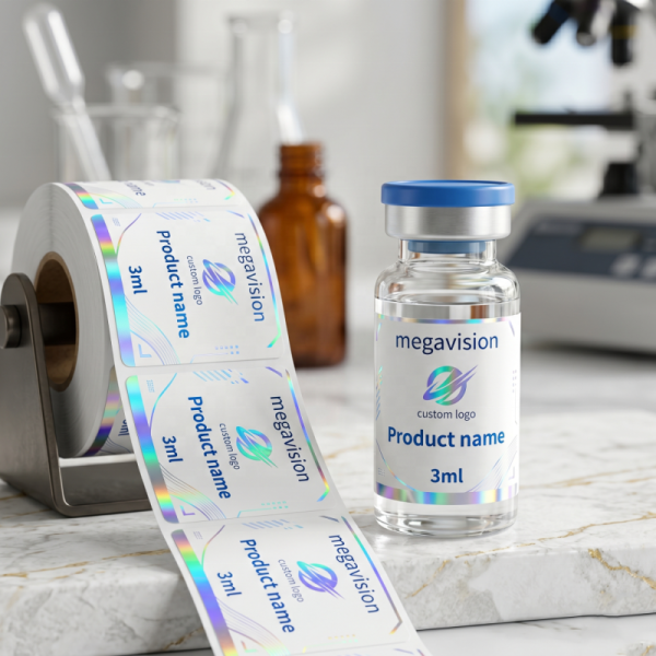 Factory Supply Hologram Sticker Glass Vial Label 3ml 5ml 10ml Waterproof Vinyl Sticker for Research Vials