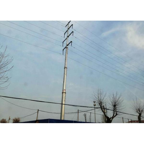 Galvanized Steel Transmission Pole , Durable High Strength Steel Tubular Pole