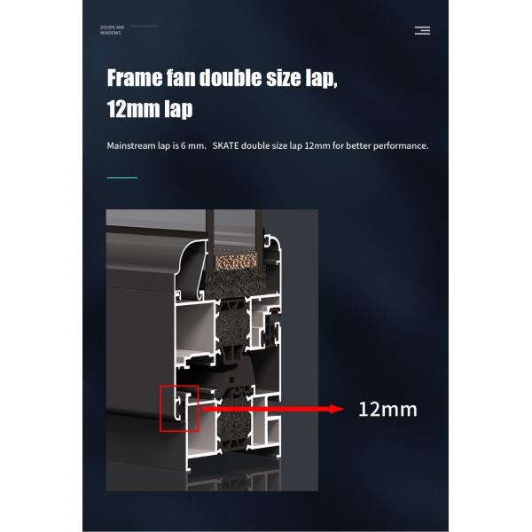 1.4 мм Алюминиевая толщина стенки Скейтовая раздвижная дверь Термальный разрыв Черный сплав Двухслойные панели