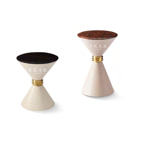 Unique End Small Round Hourglass Shaped Side Table W002H6B