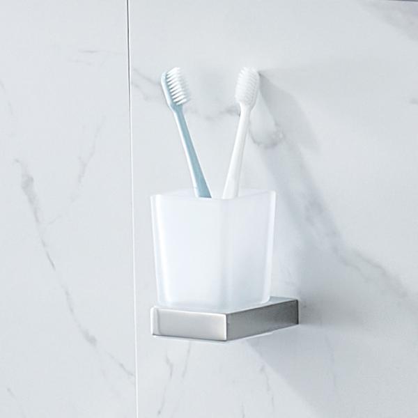 Sus 304 Single Glass Cup Toothbrush Holder Bathroom Square Tumbler Holder